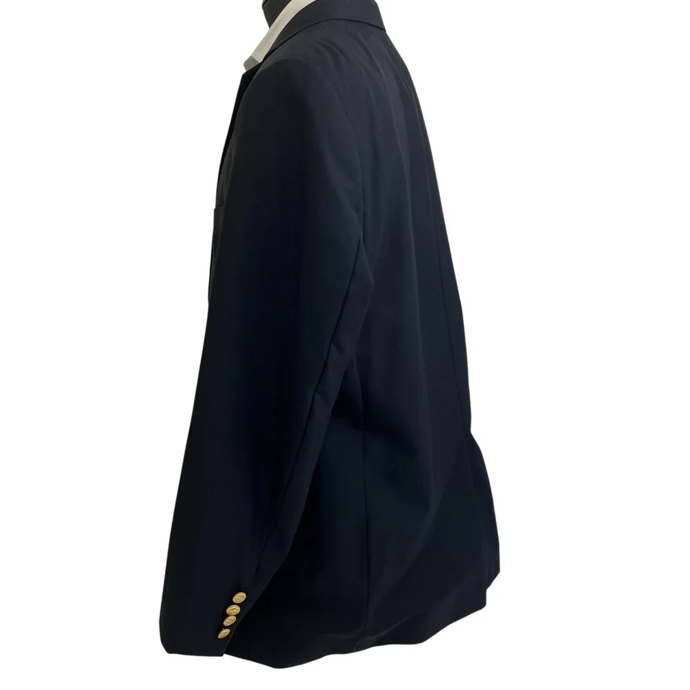 Brooks Brothers Blazer Mens 45R Black Wool 1818 Madison Loro Piana Gold‎ Buttons